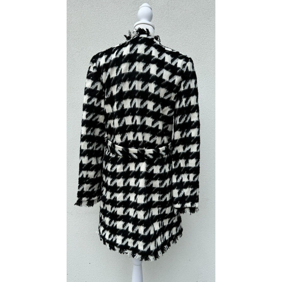 L' Agence Houndstooth print trench coat jacket black & white Sz. 8 New with tags - Picture 7 of 15